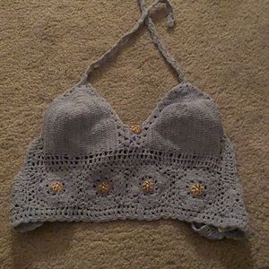 Cornflower Blue Crochet crop top